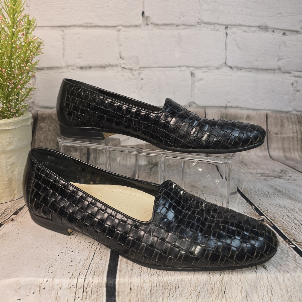 Trotters Black Woven Slip On Loafers Leather Womens Size 9 - Picture 5 of 10